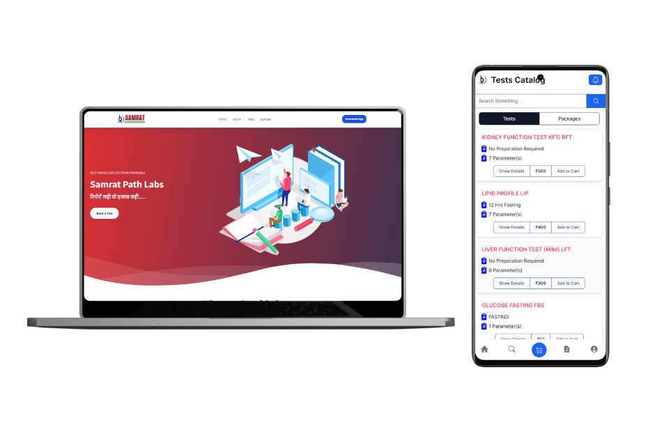 Samrat PathLabs App & Website screenshot